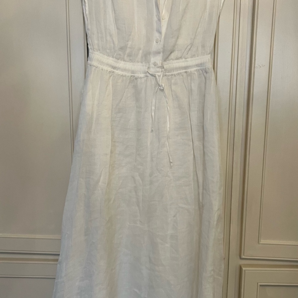 Elan White Button-Front Linen Maxi Dress